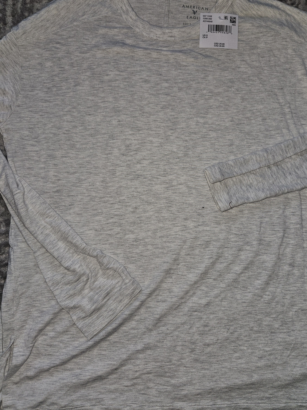American Eagle Outfitters Womens Light Gray Long-Sleeve Shirt